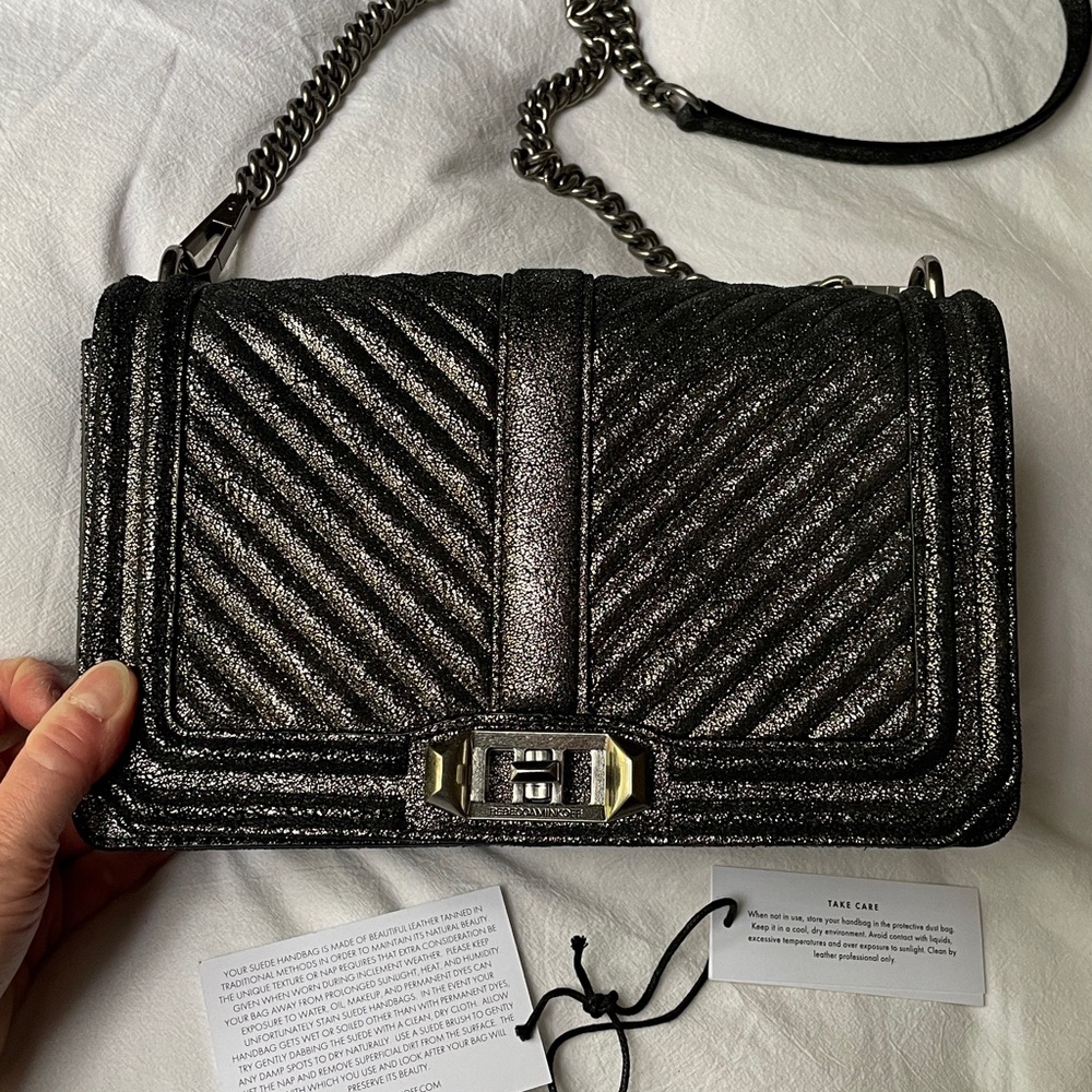 Rebecca Minkoff Chevron Love Crossbody in Gunmental Grey